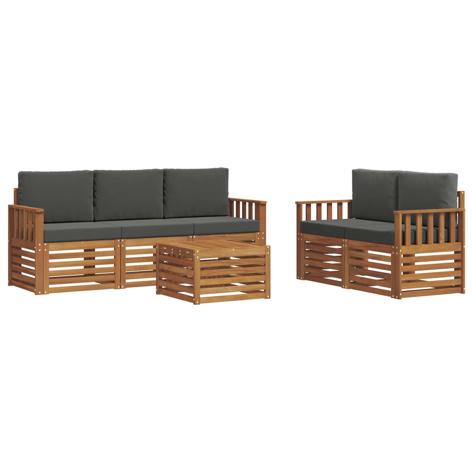 Sofagarnituren 6 pcs Natur und Anthrazit Massivholz Akazie