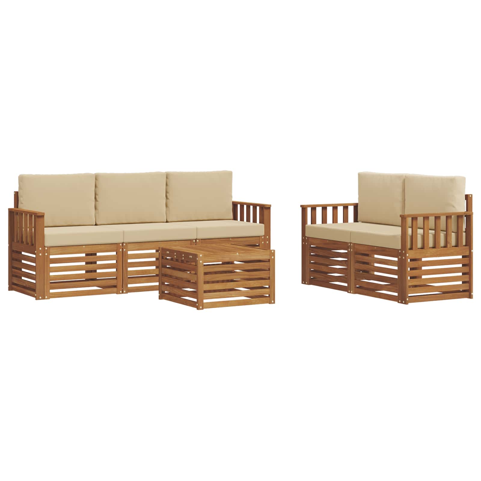 Sofagarnituren 6 pcs Natur und Beige Massivholz Akazie