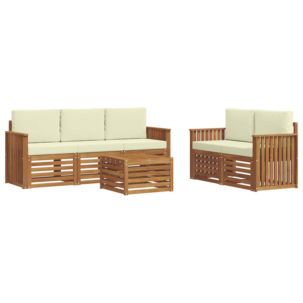 Sofagarnituren 6 pcs Natur und Creme Massivholz Akazie