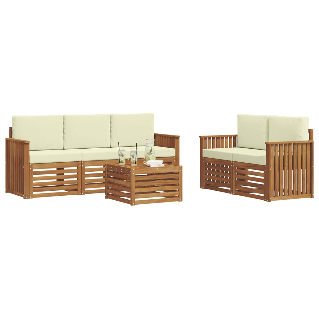 Sofagarnituren 6 pcs Natur und Creme Massivholz Akazie