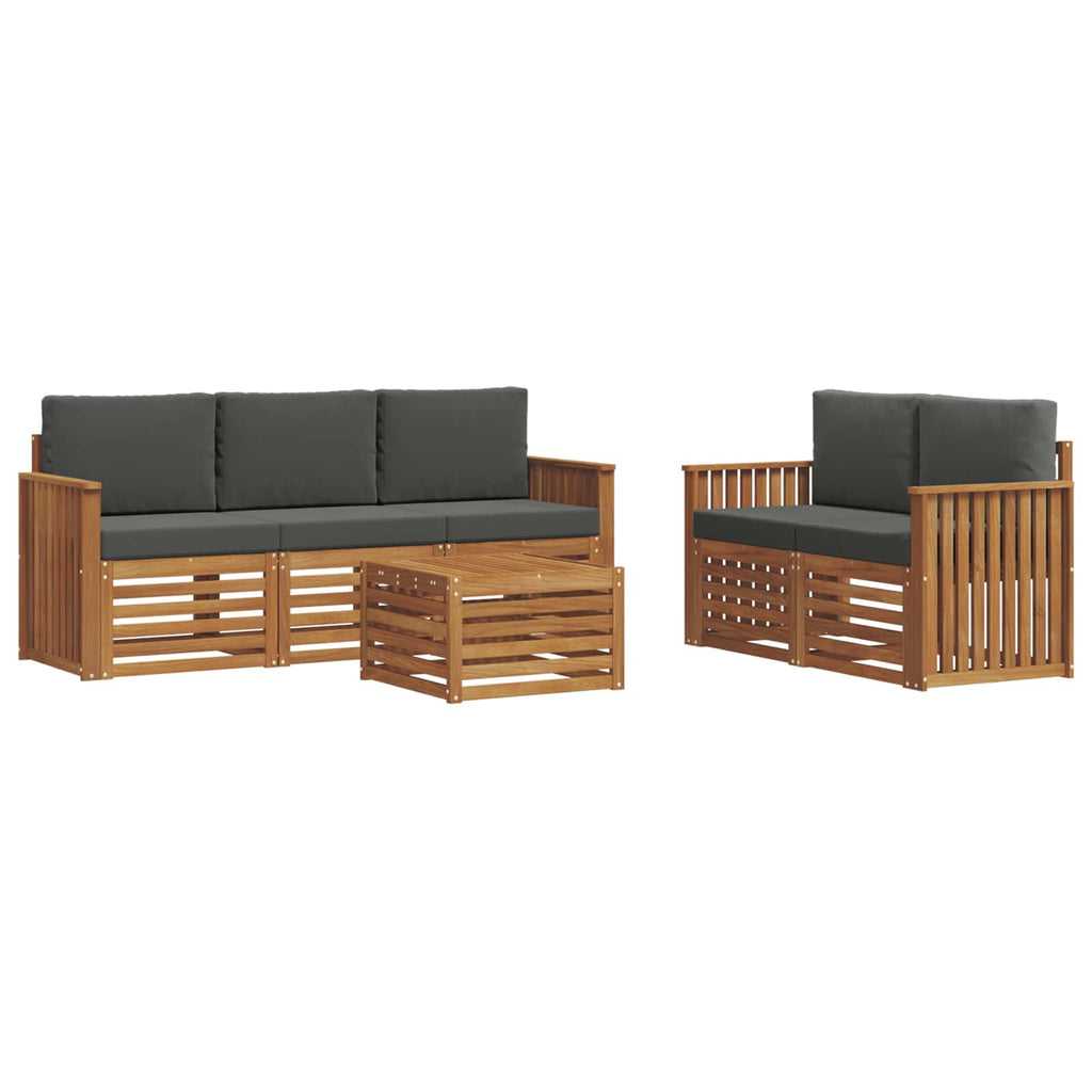 Sofagarnituren 6 pcs Natur und Anthrazit Massivholz Akazie