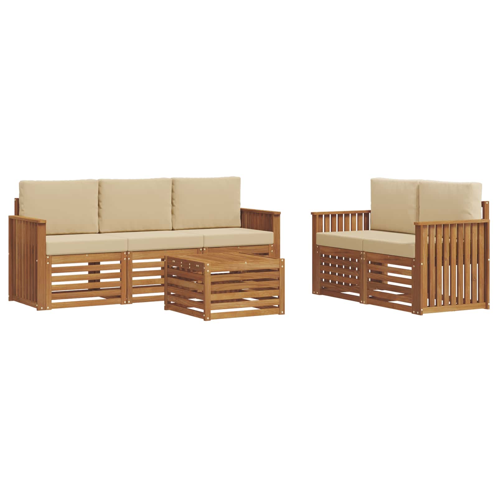 Sofagarnituren 6 pcs Natur und Beige Massivholz Akazie