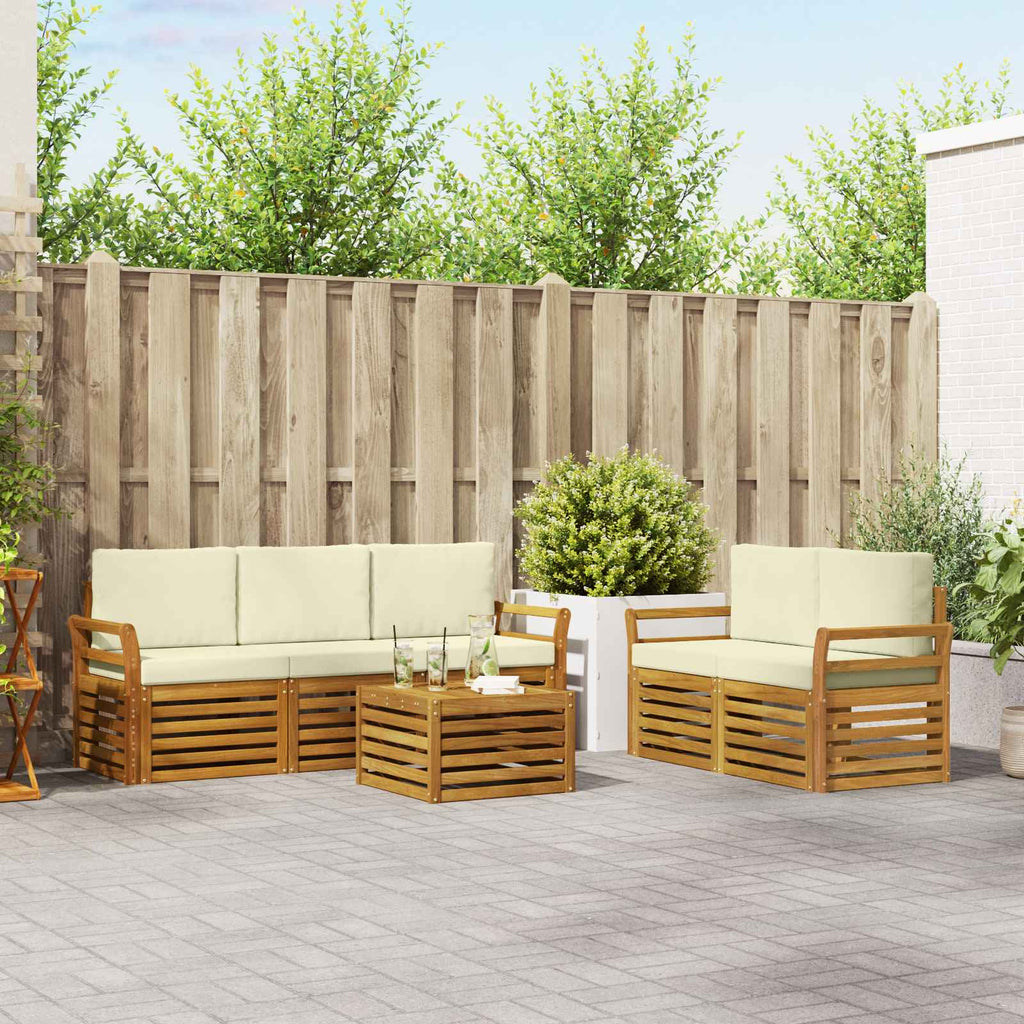 Sofagarnituren 6 pcs Natur und Creme Massivholz Akazie