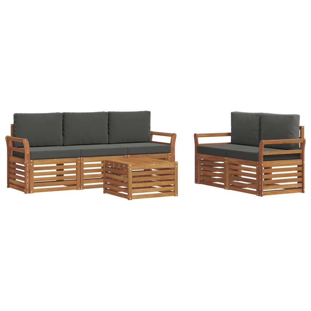Sofagarnituren 6 pcs Natur und Anthrazit Massivholz Akazie