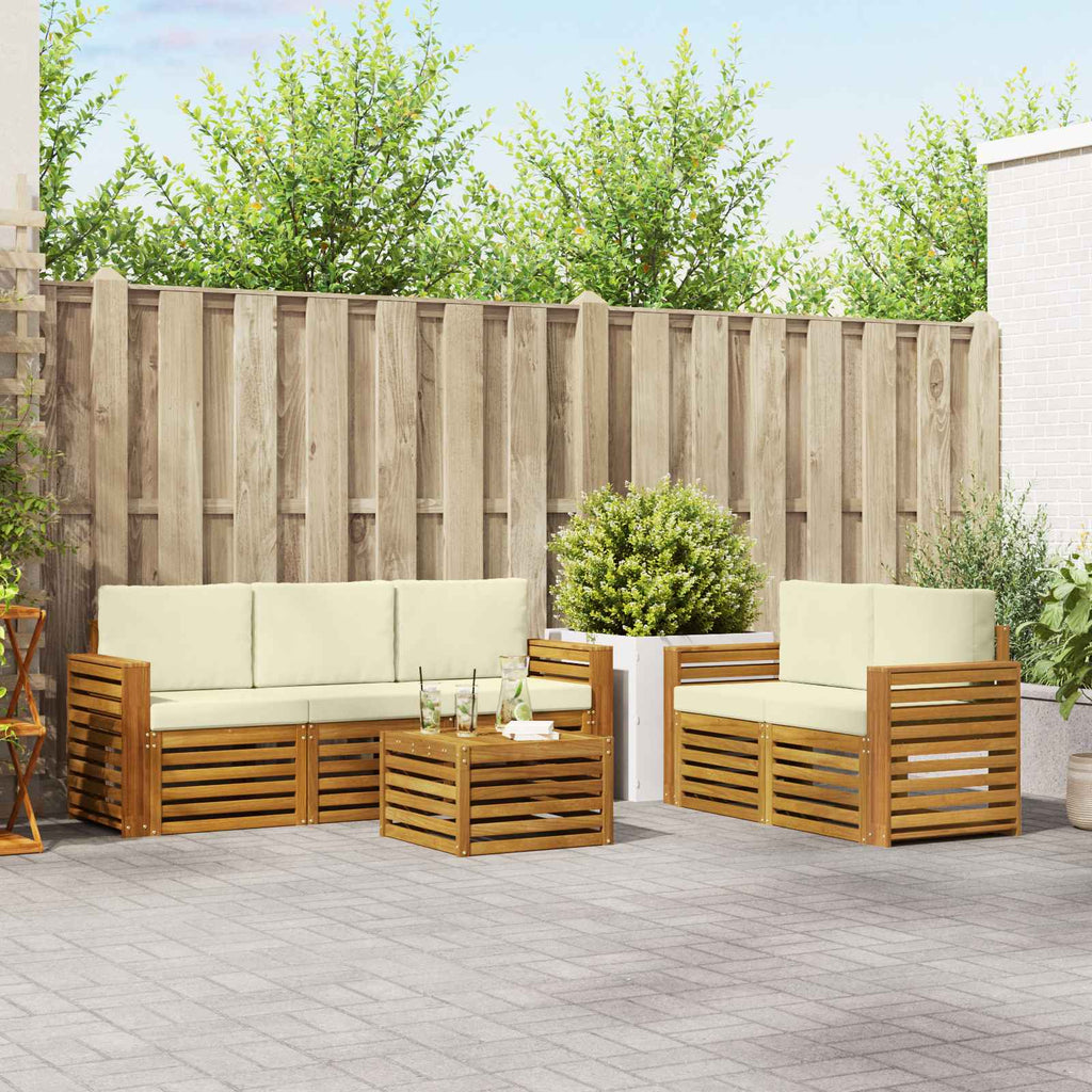 Sofagarnituren 6 pcs Natur und Creme Massivholz Akazie