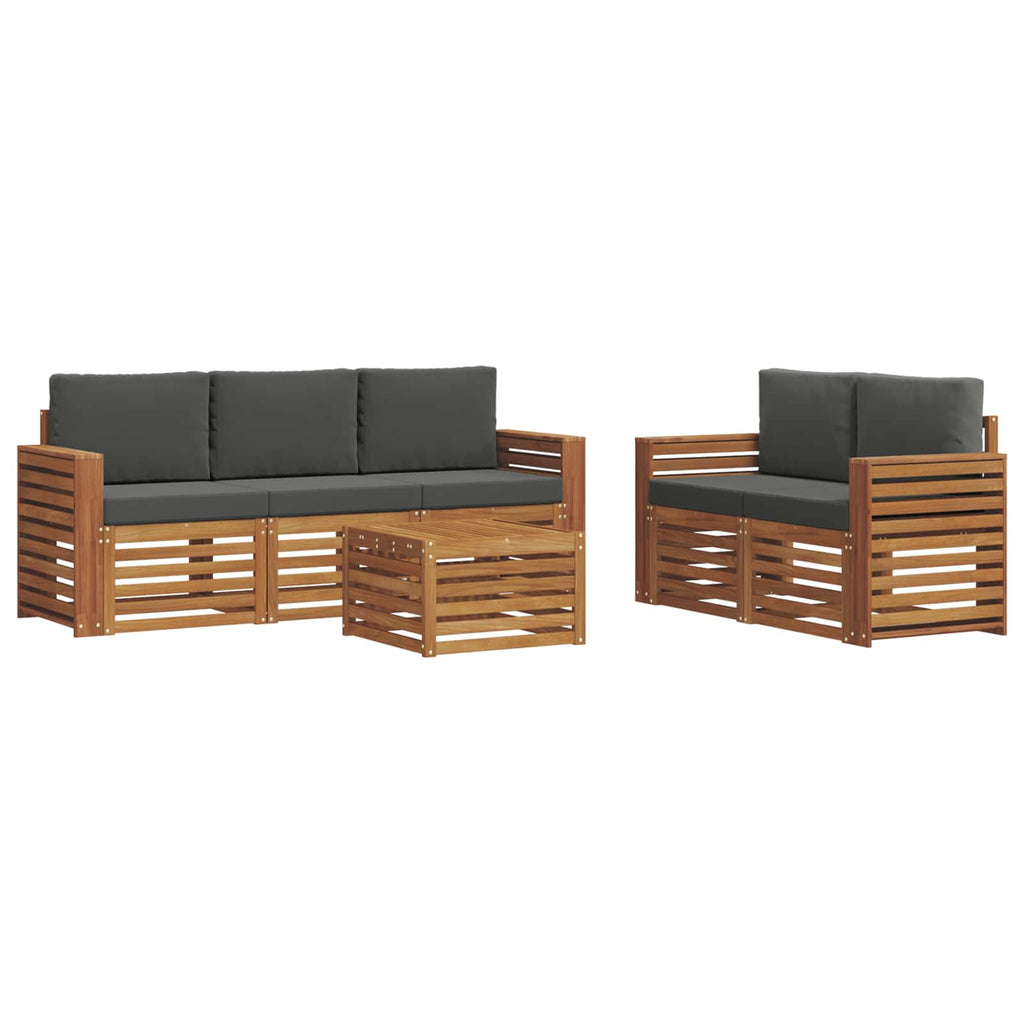 Sofagarnituren 6 pcs Natur und Anthrazit Massivholz Akazie
