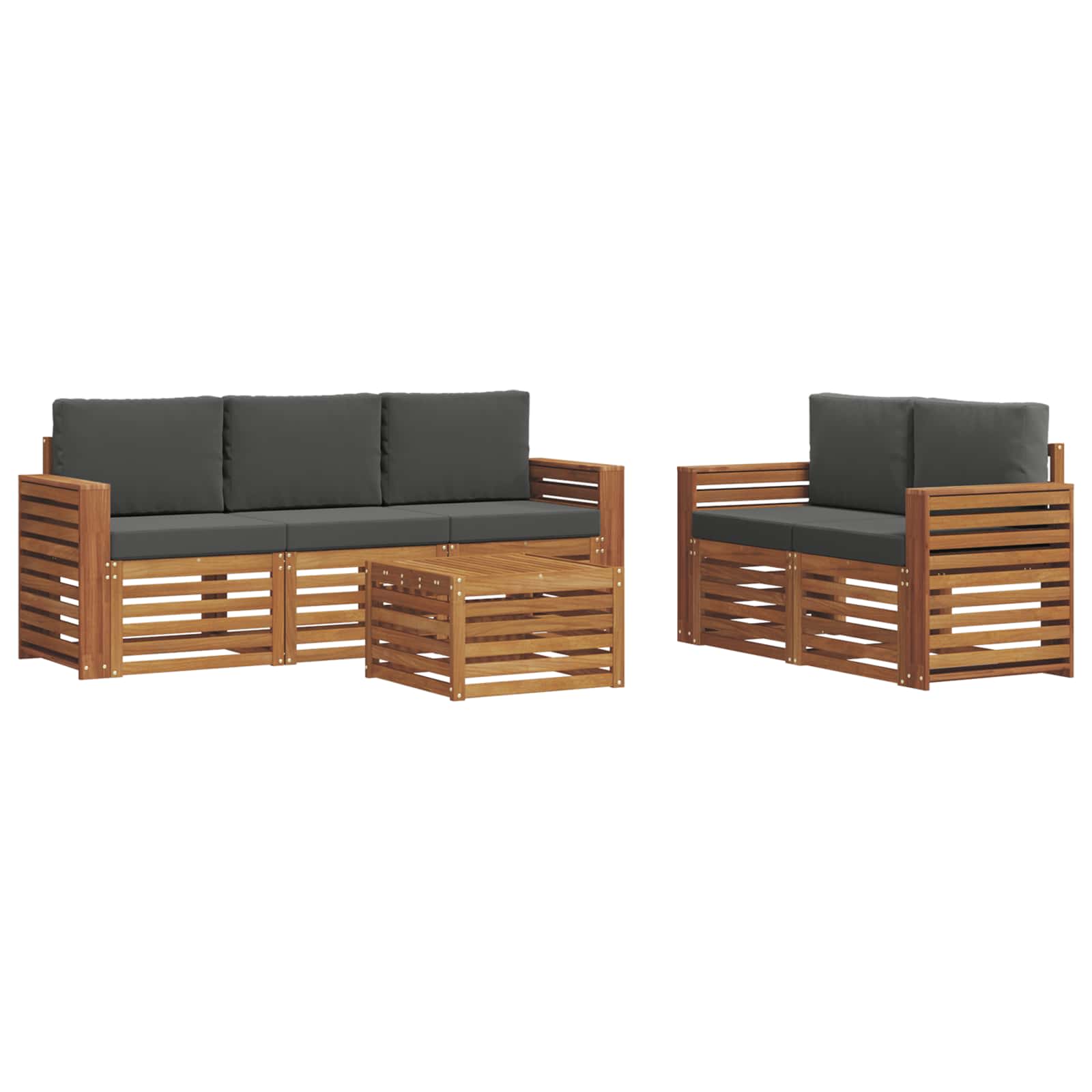Sofagarnituren 6 pcs Natur und Anthrazit Massivholz Akazie