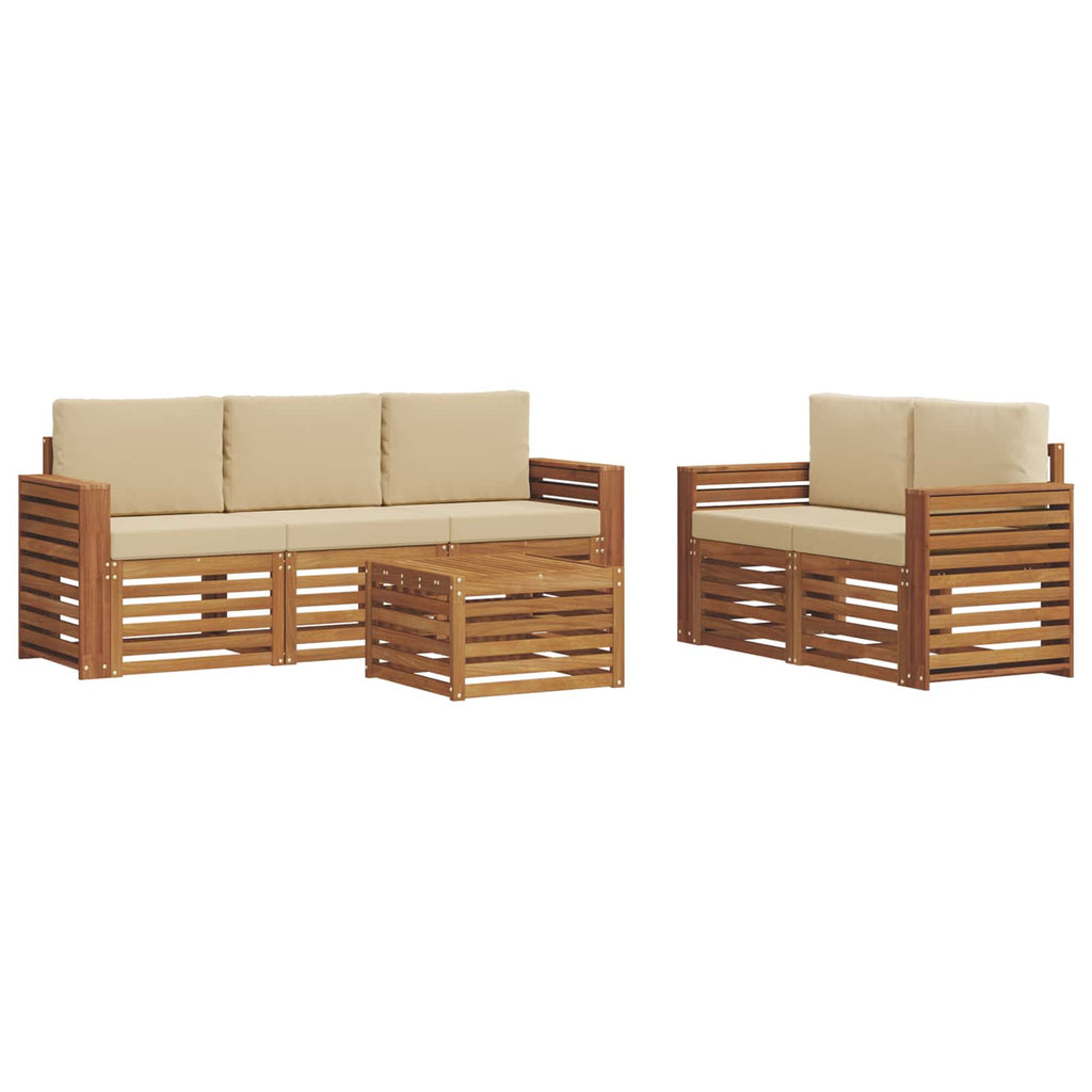 Sofagarnituren 6 pcs Natur und Beige Massivholz Akazie