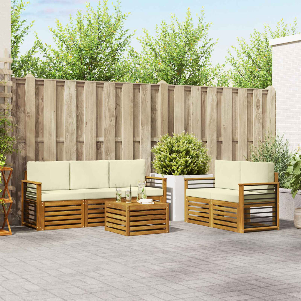 Sofagarnituren 6 pcs Natur und Creme Massivholz Akazie