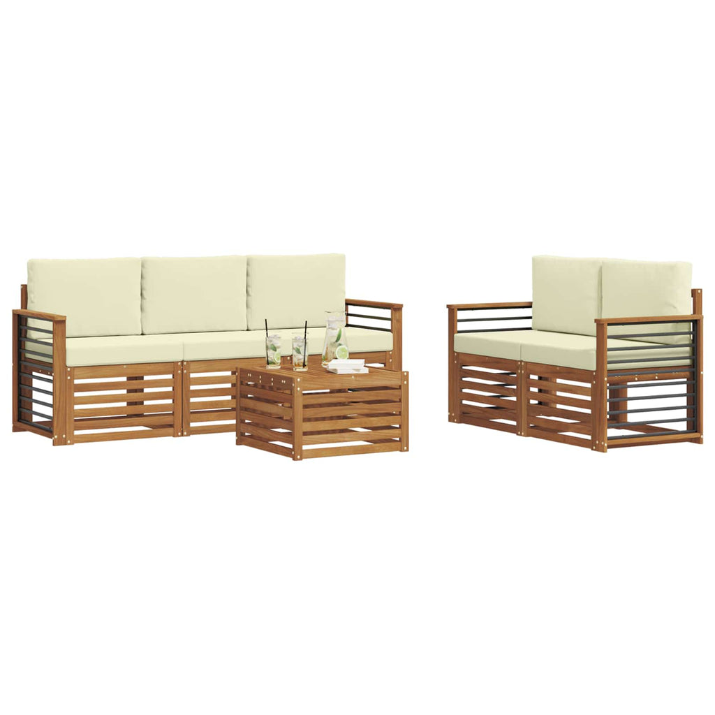 Sofagarnituren 6 pcs Natur und Creme Massivholz Akazie