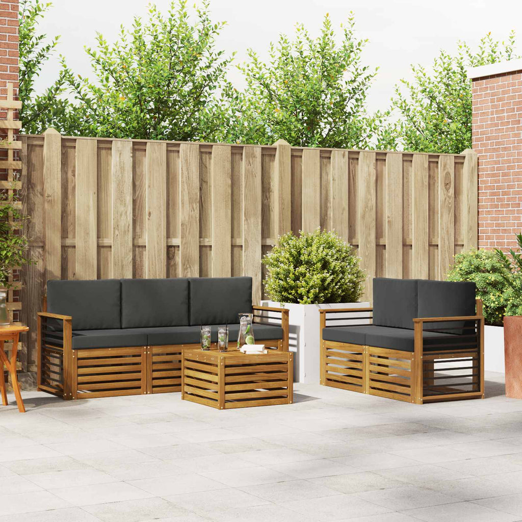 Sofagarnituren 6 pcs Natur und Anthrazit Massivholz Akazie