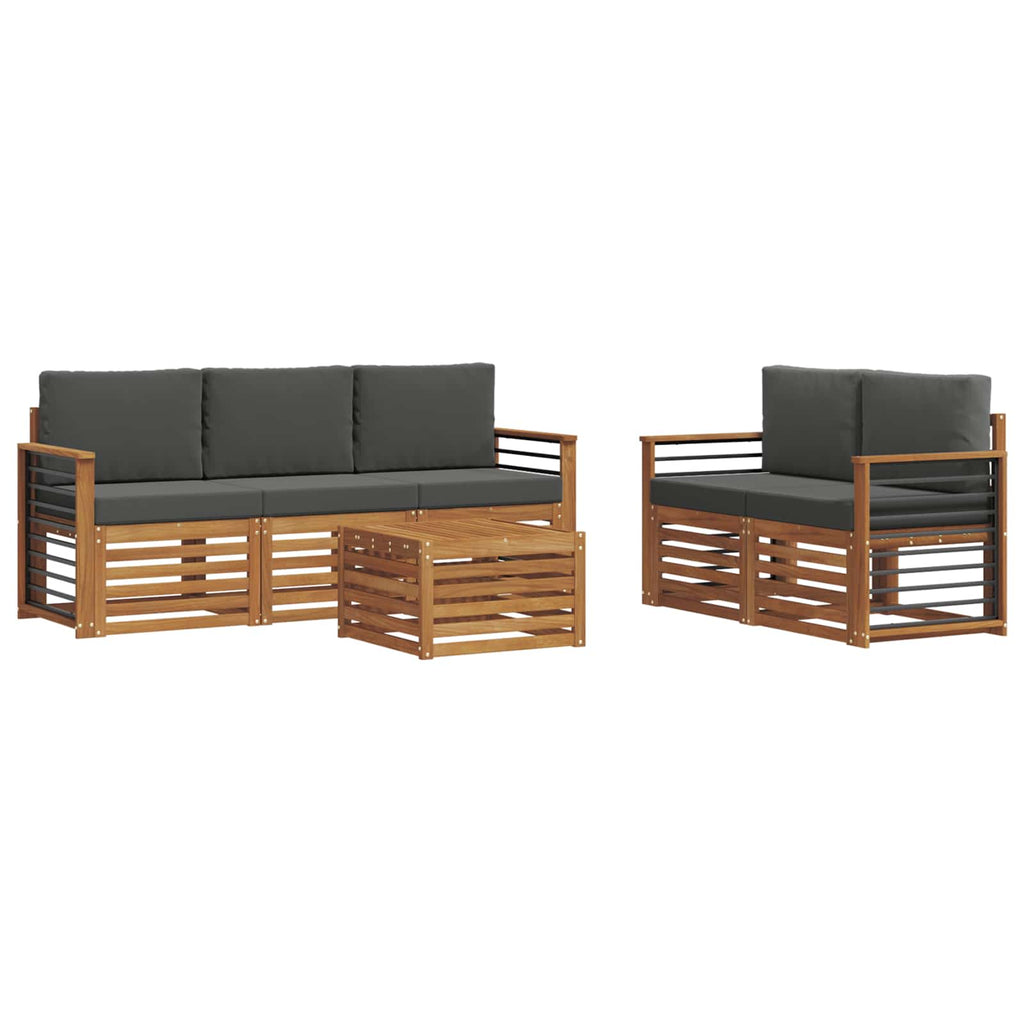 Sofagarnituren 6 pcs Natur und Anthrazit Massivholz Akazie