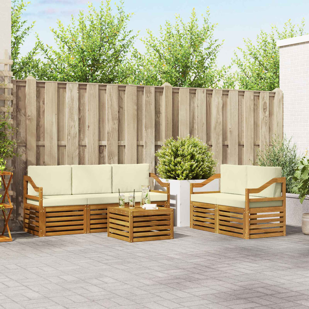 Sofagarnituren 6 pcs Natur und Creme Massivholz Akazie