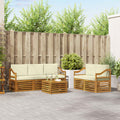 Sofagarnituren 6 pcs Natur und Creme Massivholz Akazie