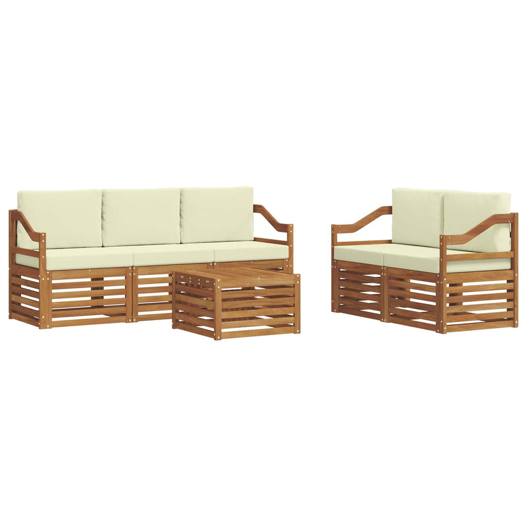 Sofagarnituren 6 pcs Natur und Creme Massivholz Akazie