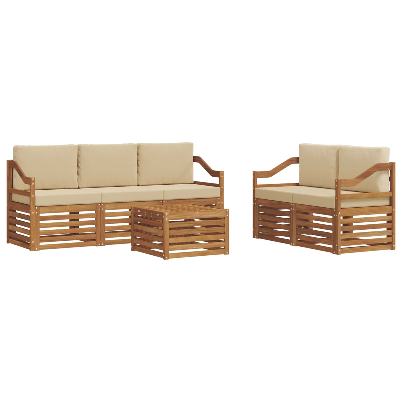 Sofagarnituren 6 pcs Natur und Beige Massivholz Akazie