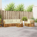 Outdoor-Sofagarnitur 7 pcs Natur und Creme Massivholz Akazie