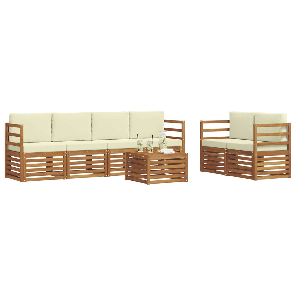 Outdoor-Sofagarnitur 7 pcs Natur und Creme Massivholz Akazie