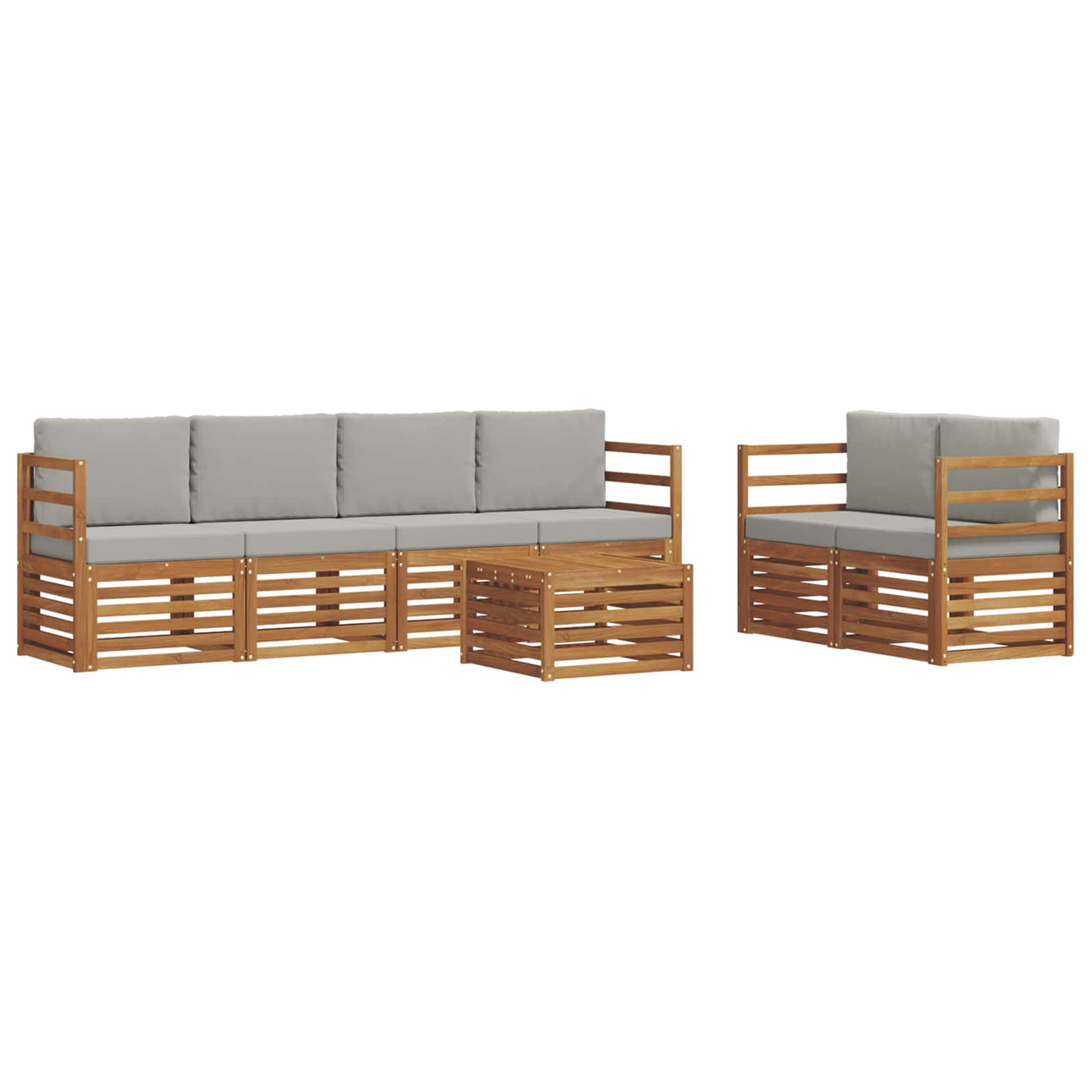 Outdoor-Sofagarnitur mit Kissen 7 pcs Natürlich und Hellgrau