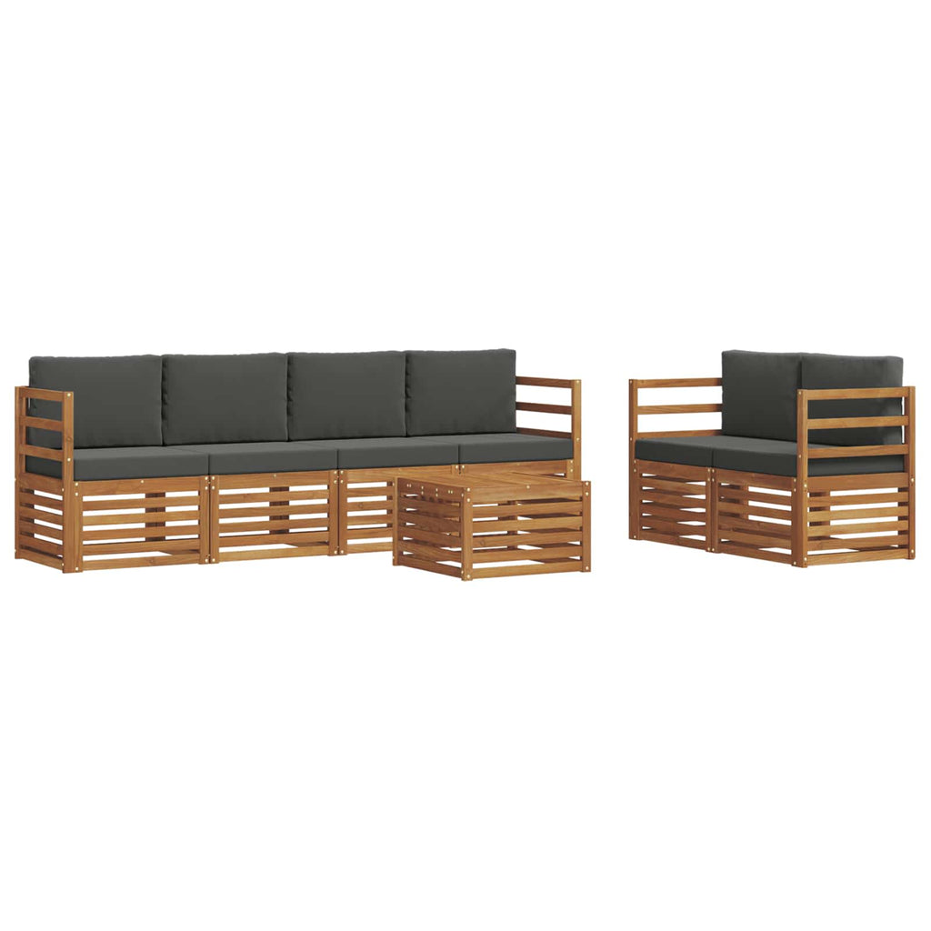 Outdoor-Sofagarnitur mit Kissen 7 pcs Natur und Anthrazit