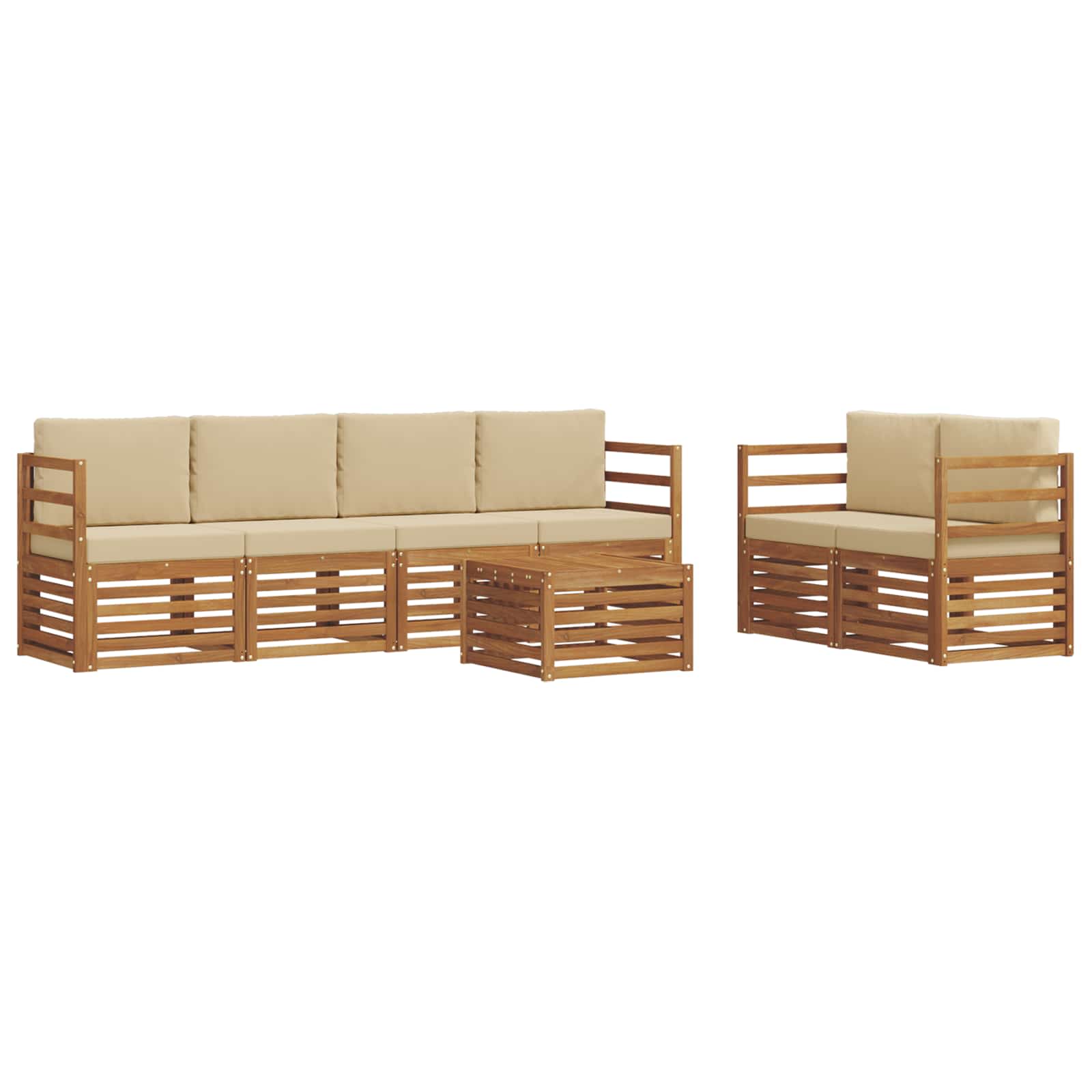Outdoor-Sofagarnitur 7 pcs Natur und Beige Massivholz Akazie