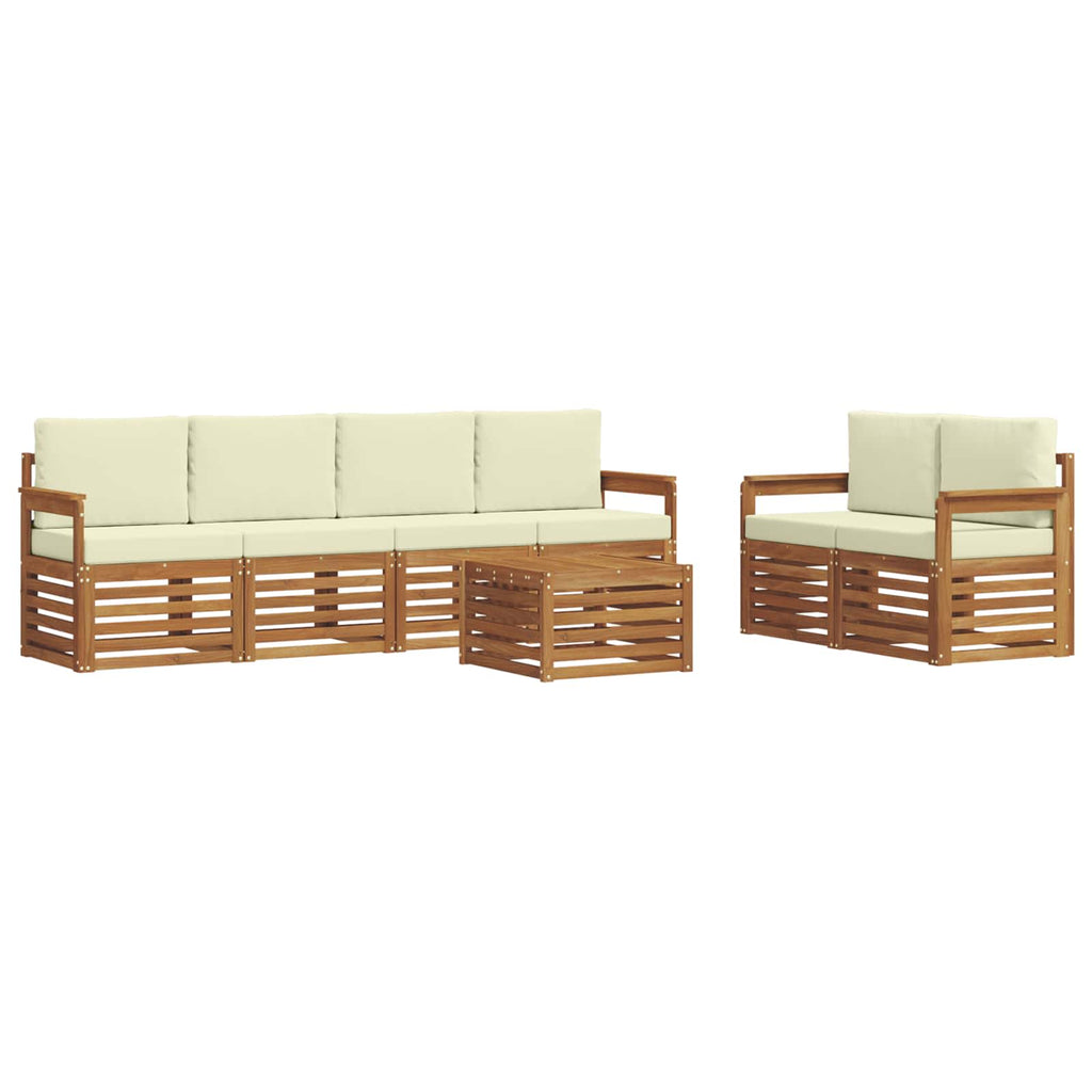 Outdoor-Sofagarnitur 7 pcs Natur und Creme Massivholz Akazie