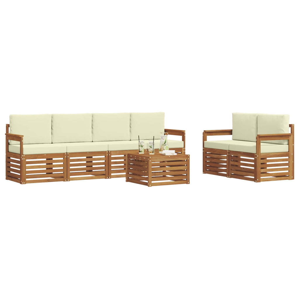 Outdoor-Sofagarnitur 7 pcs Natur und Creme Massivholz Akazie