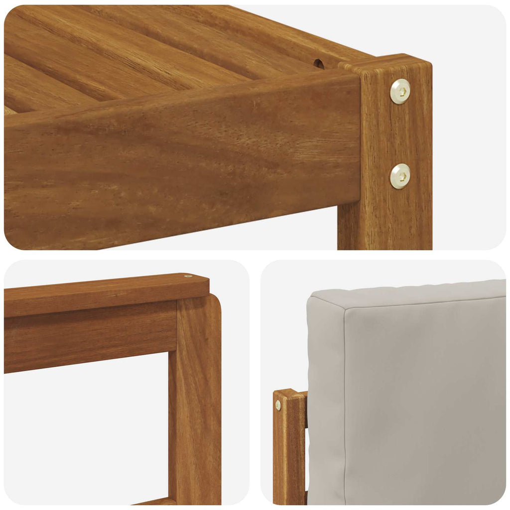 Outdoor-Sofagarnitur mit Kissen 7 pcs Natürlich und Hellgrau