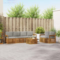 Outdoor-Sofagarnitur mit Kissen 7 pcs Natürlich und Hellgrau