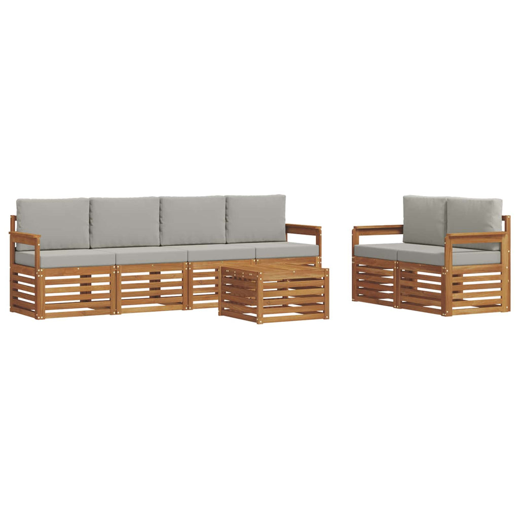 Outdoor-Sofagarnitur mit Kissen 7 pcs Natürlich und Hellgrau
