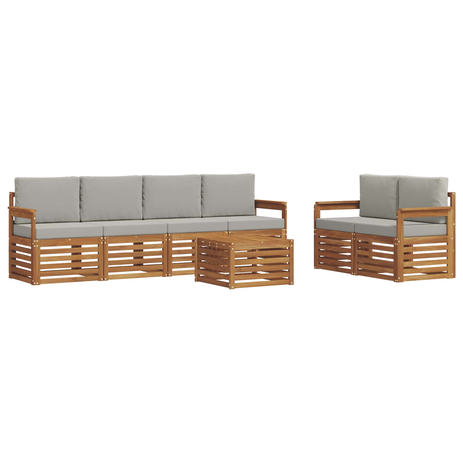 Outdoor-Sofagarnitur mit Kissen 7 pcs Natürlich und Hellgrau