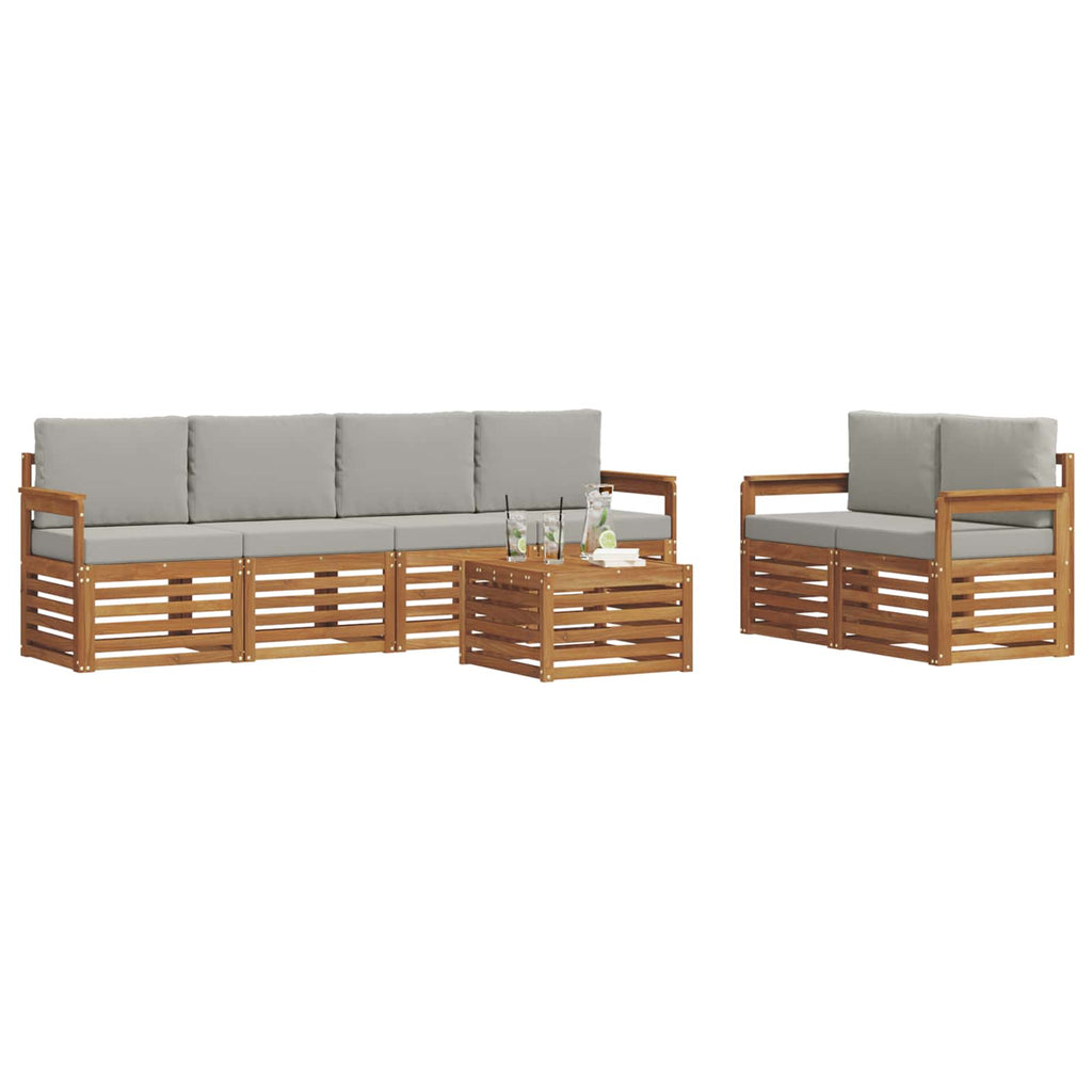 Outdoor-Sofagarnitur mit Kissen 7 pcs Natürlich und Hellgrau