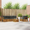 Outdoor-Sofagarnitur mit Kissen 7 pcs Natur und Anthrazit
