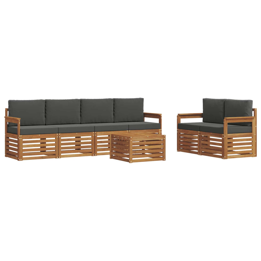 Outdoor-Sofagarnitur mit Kissen 7 pcs Natur und Anthrazit