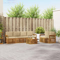 Outdoor-Sofagarnitur 7 pcs Natur und Beige Massivholz Akazie