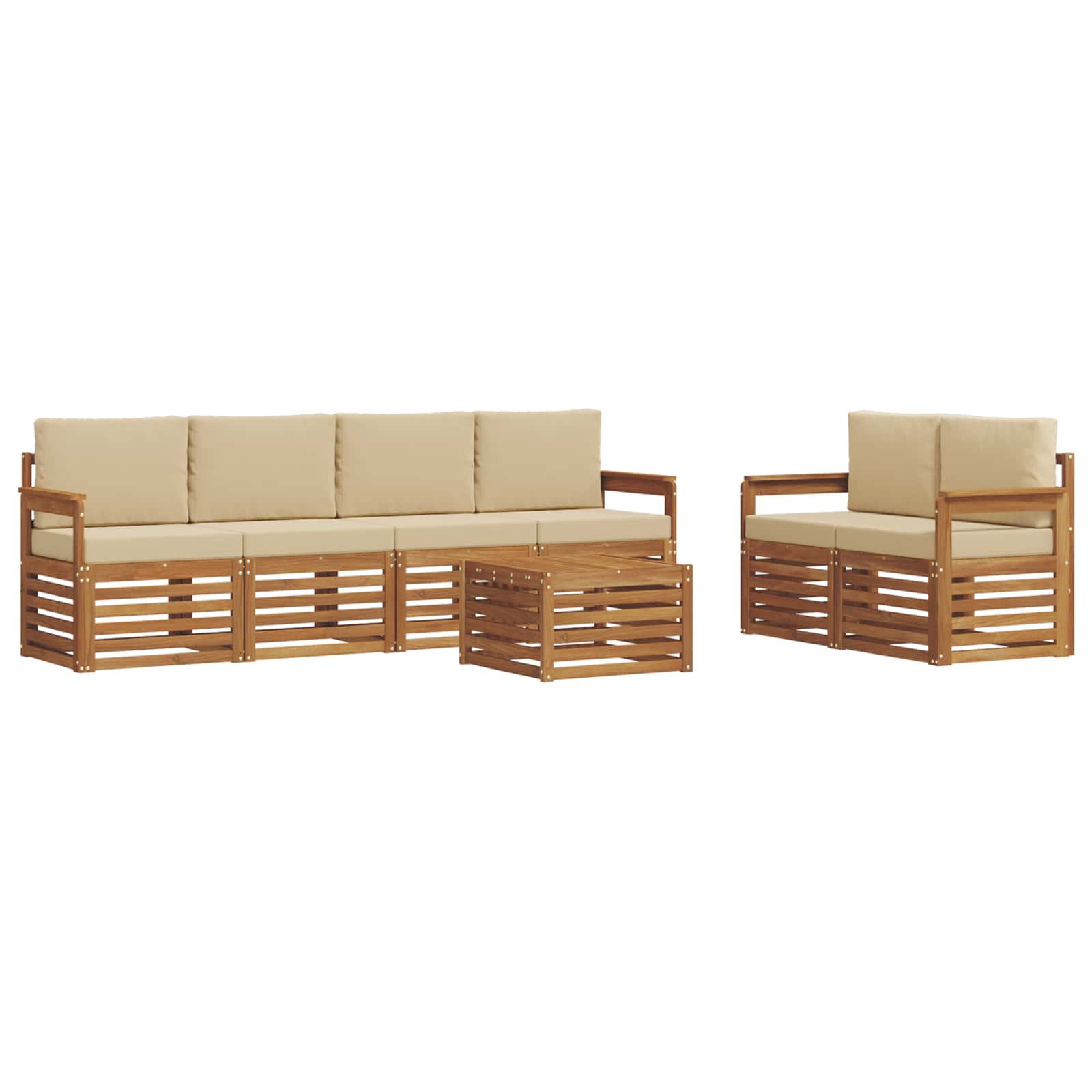 Outdoor-Sofagarnitur 7 pcs Natur und Beige Massivholz Akazie