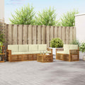 Outdoor-Sofagarnitur 7 pcs Natur und Creme Massivholz Akazie