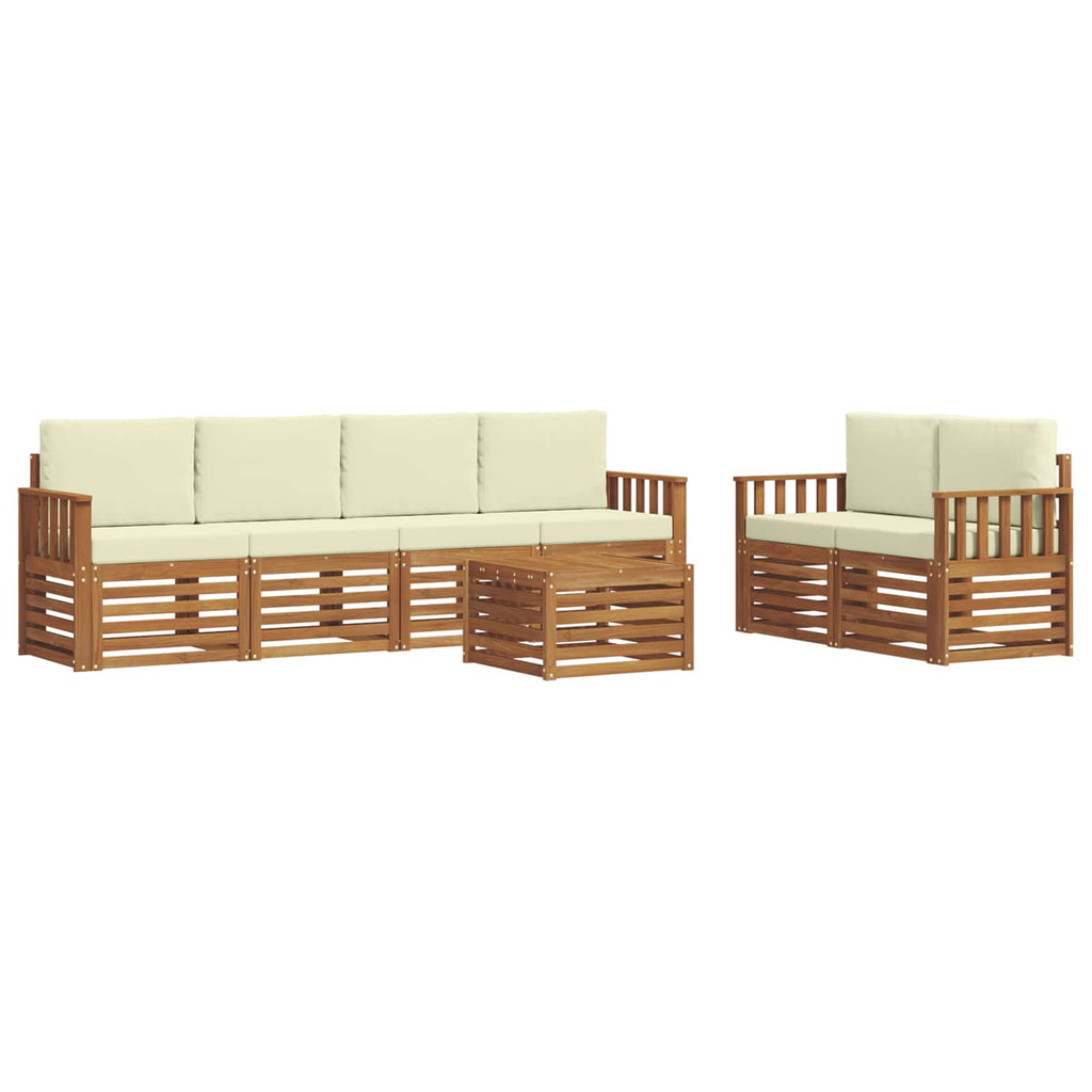 Outdoor-Sofagarnitur 7 pcs Natur und Creme Massivholz Akazie
