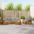 Outdoor-Sofagarnitur mit Kissen 7 pcs Natürlich und Hellgrau
