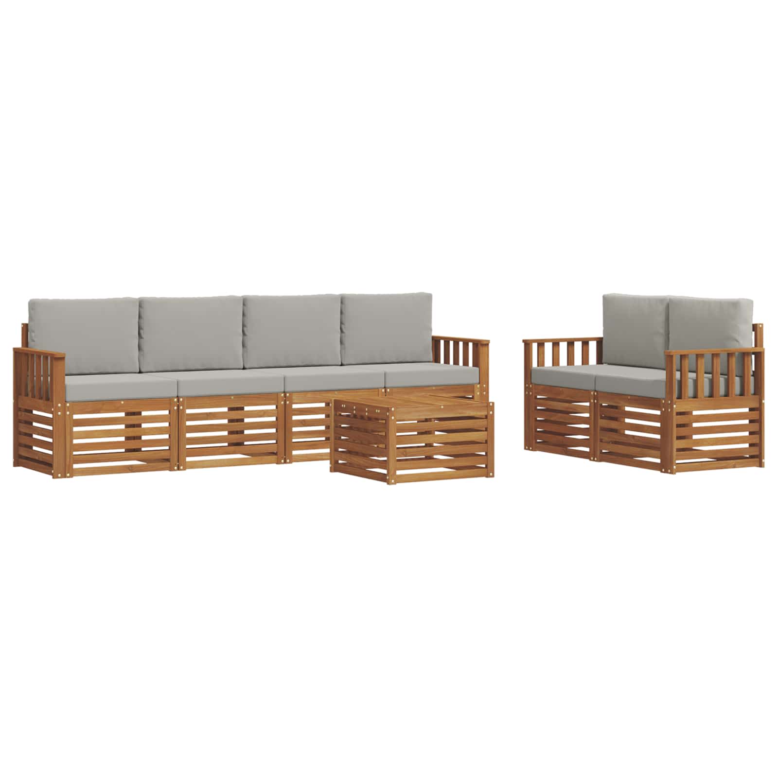Outdoor-Sofagarnitur mit Kissen 7 pcs Natürlich und Hellgrau