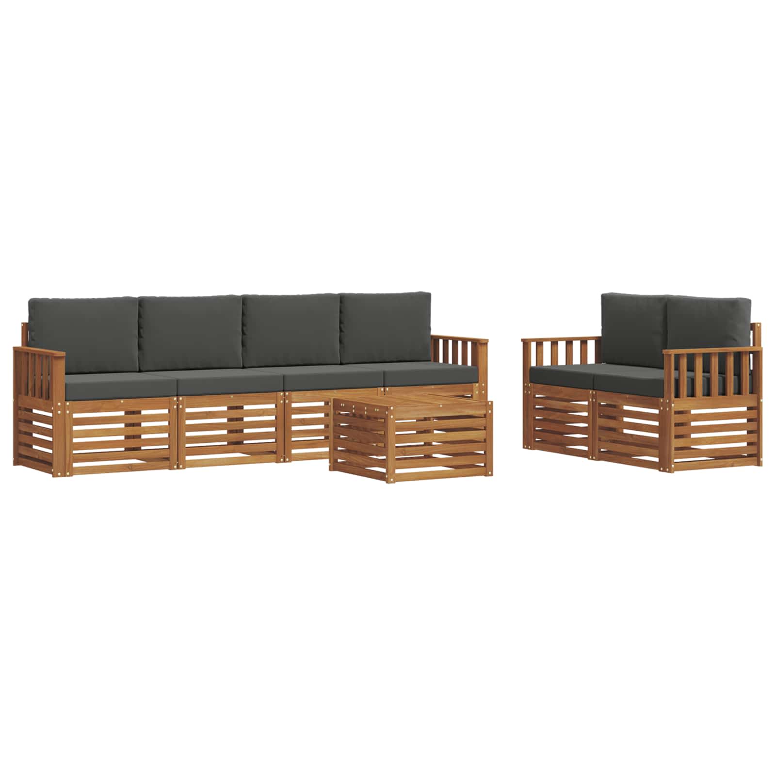 Outdoor-Sofagarnitur mit Kissen 7 pcs Natur und Anthrazit