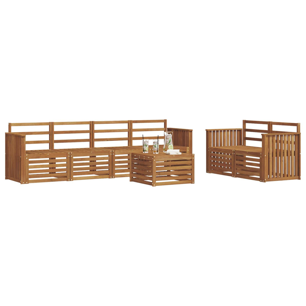 Outdoor-Sofagarnitur 7 pcs Natur Massivholz Akazie