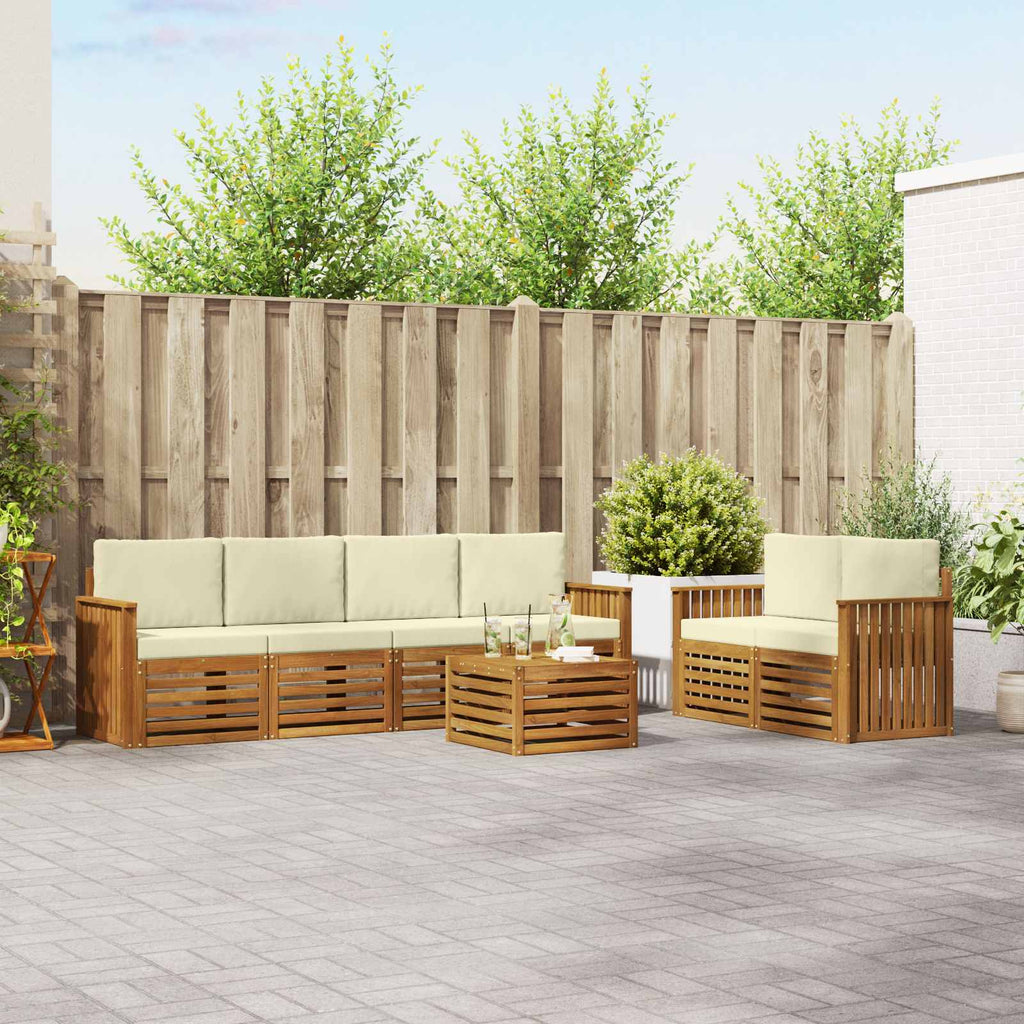 Outdoor-Sofagarnitur 7 pcs Natur und Creme Massivholz Akazie