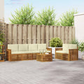Outdoor-Sofagarnitur 7 pcs Natur und Creme Massivholz Akazie