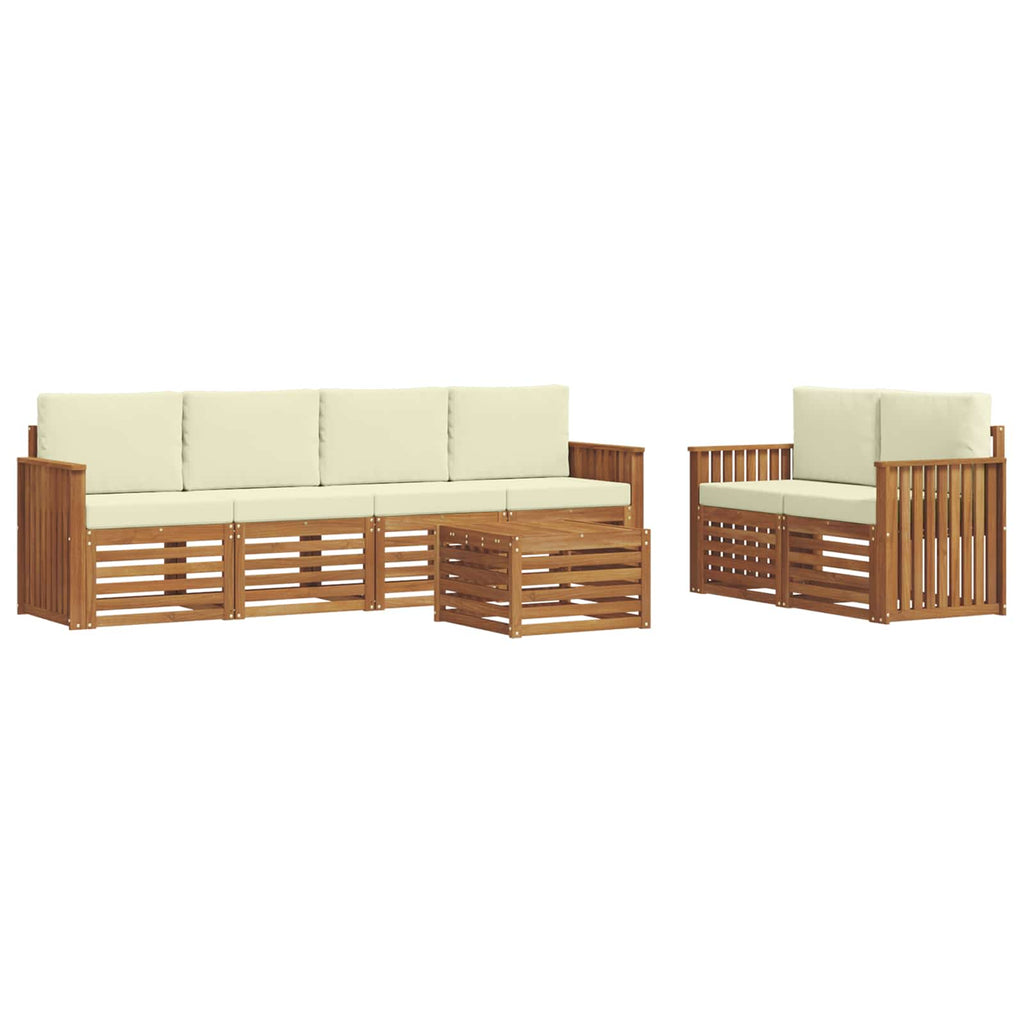 Outdoor-Sofagarnitur 7 pcs Natur und Creme Massivholz Akazie