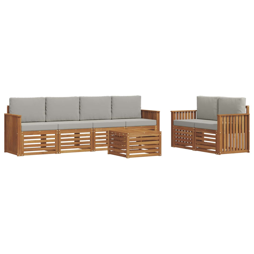 Outdoor-Sofagarnitur mit Kissen 7 pcs Natürlich und Hellgrau
