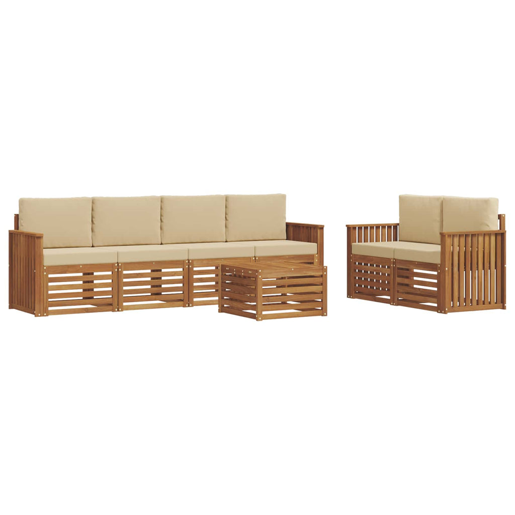 Outdoor-Sofagarnitur 7 pcs Natur und Beige Massivholz Akazie