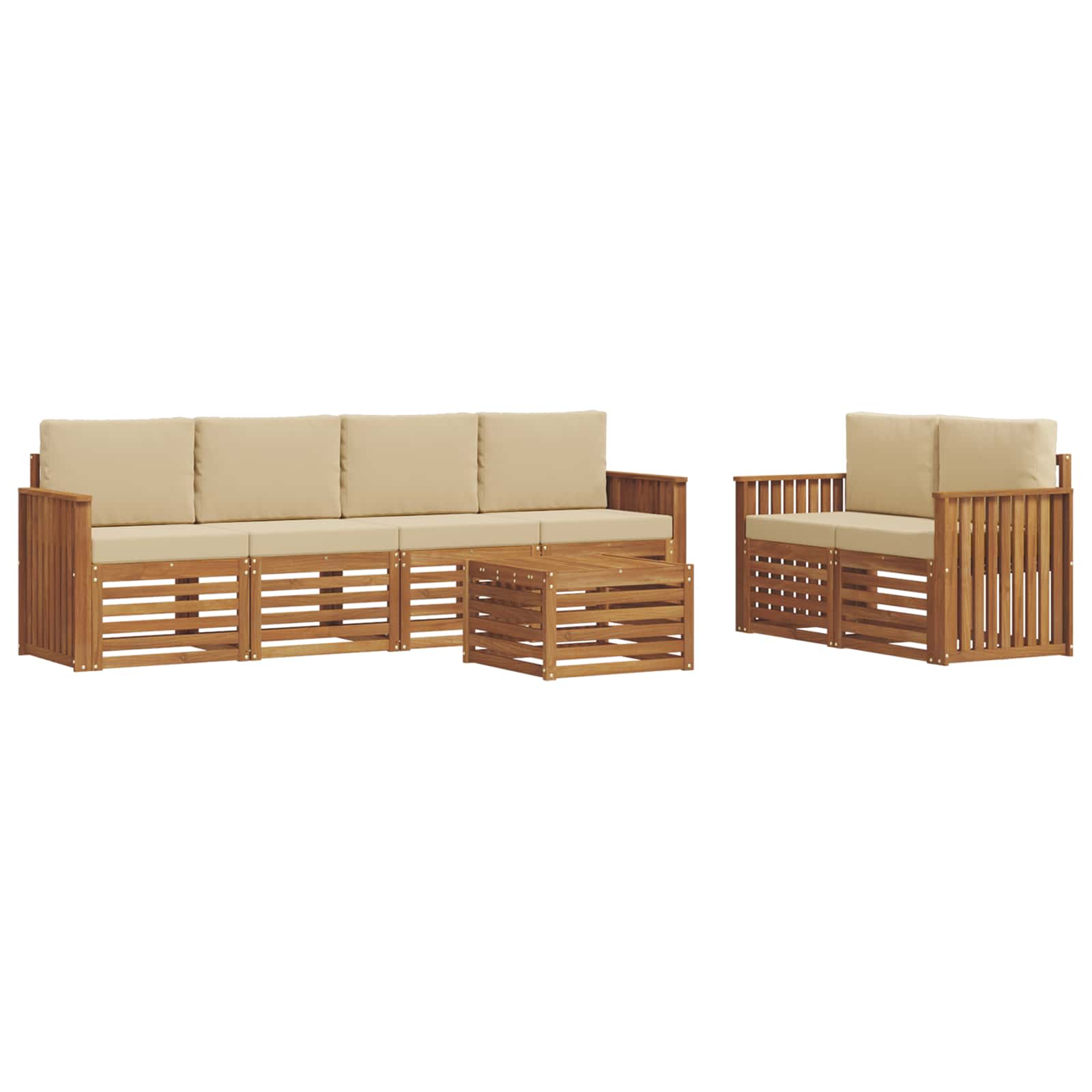 Outdoor-Sofagarnitur 7 pcs Natur und Beige Massivholz Akazie