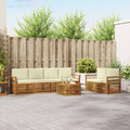 Outdoor-Sofagarnitur 7 pcs Natur und Creme Massivholz Akazie