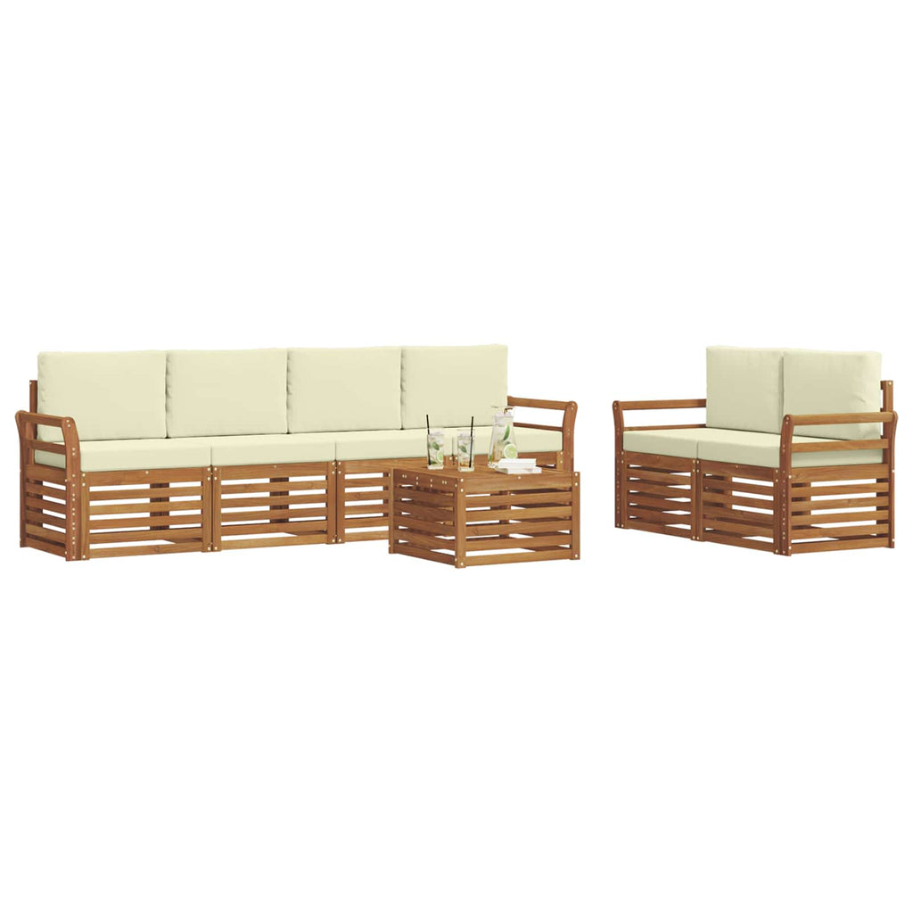 Outdoor-Sofagarnitur 7 pcs Natur und Creme Massivholz Akazie